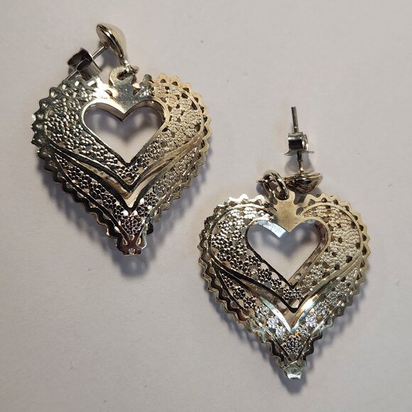 VTG NIB 3.48g 925 Retro "Puffed" Thin Silver Filigree Open Drop Stud Earrings - Picture 12 of 15